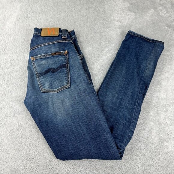 Nudie Jeans Men's 28x31 Distressed Dark Denim Jeans - Picture 1 of 13